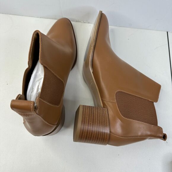 Everlane The Heel Ankle Boot Leather Block Heel Cognac Brown Women 10.5 NWOB - Picture 9 of 12